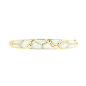 14 KT yellow gold Bracelet with inlay  and diamonds