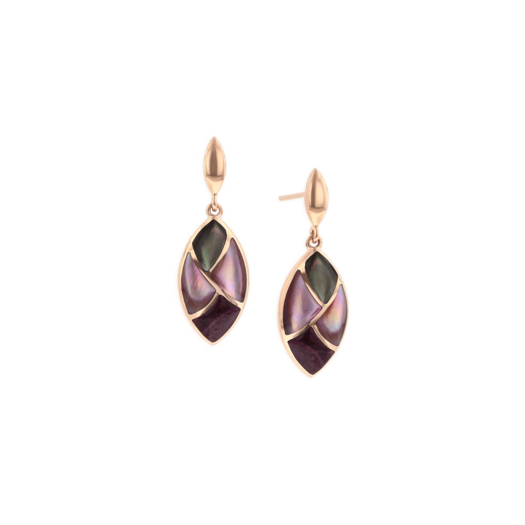 14 KT rose gold Earring with inlay 1