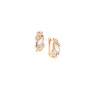 14 KT rose gold Earring with inlay  and diamonds