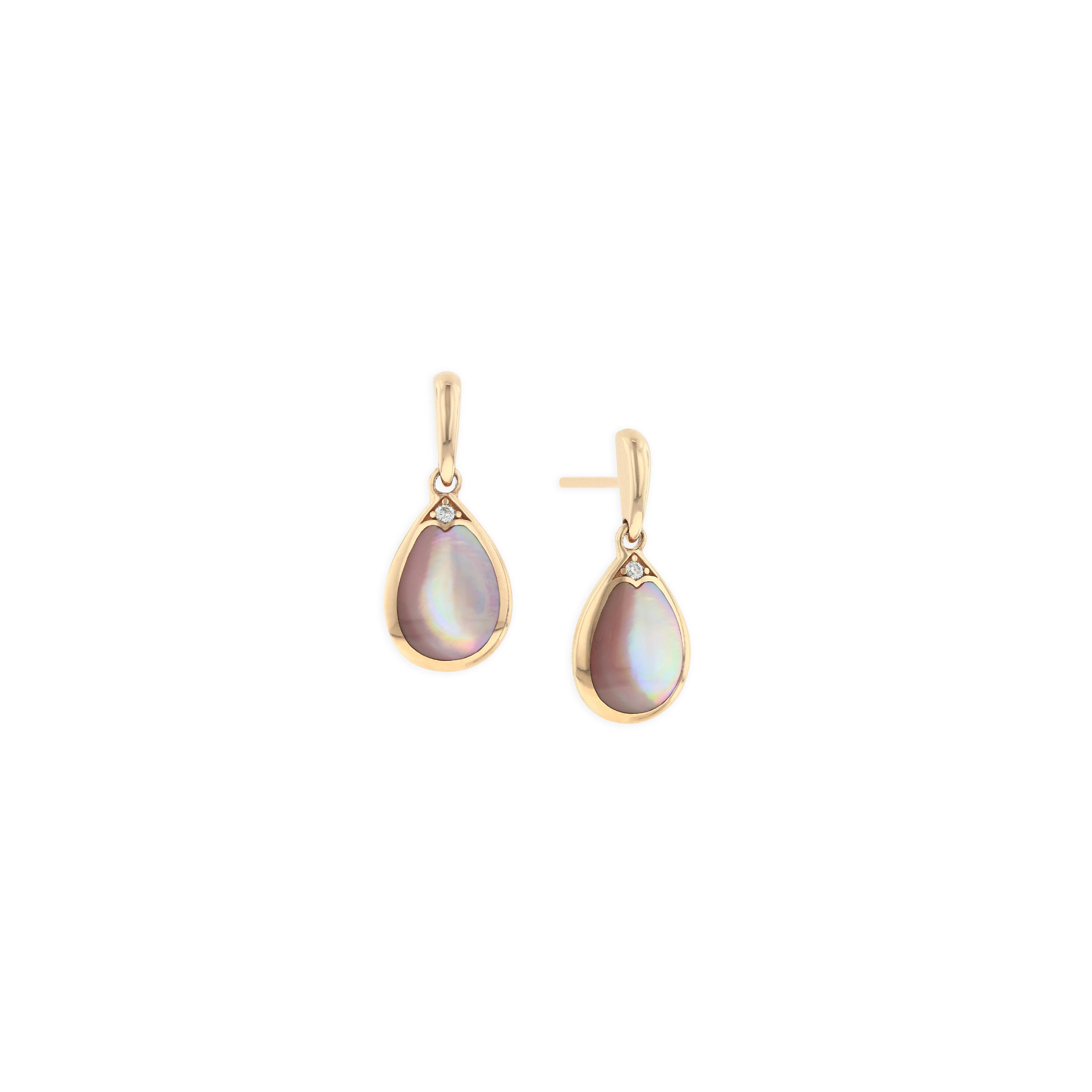 14 KT rose gold Earring with inlay and diamonds | Kabana