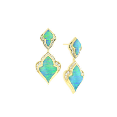 18 KT yellow gold Earring with inlay  and diamonds