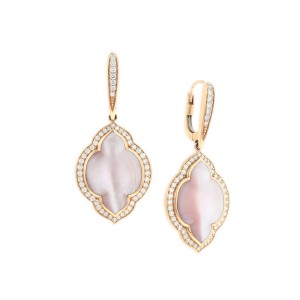 14 KT rose gold Earring with inlay  and diamonds