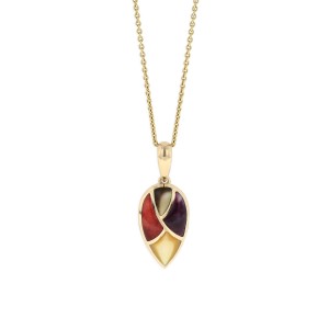 14 KT yellow gold Pendant with inlay