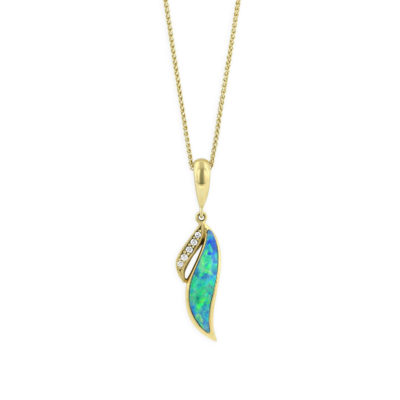 18 KT yellow gold Pendant with inlay  and diamonds