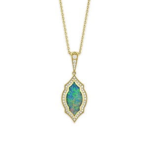 18 KT yellow gold Pendant with inlay  and diamonds
