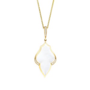 14 KT yellow gold Pendant with inlay  and diamonds