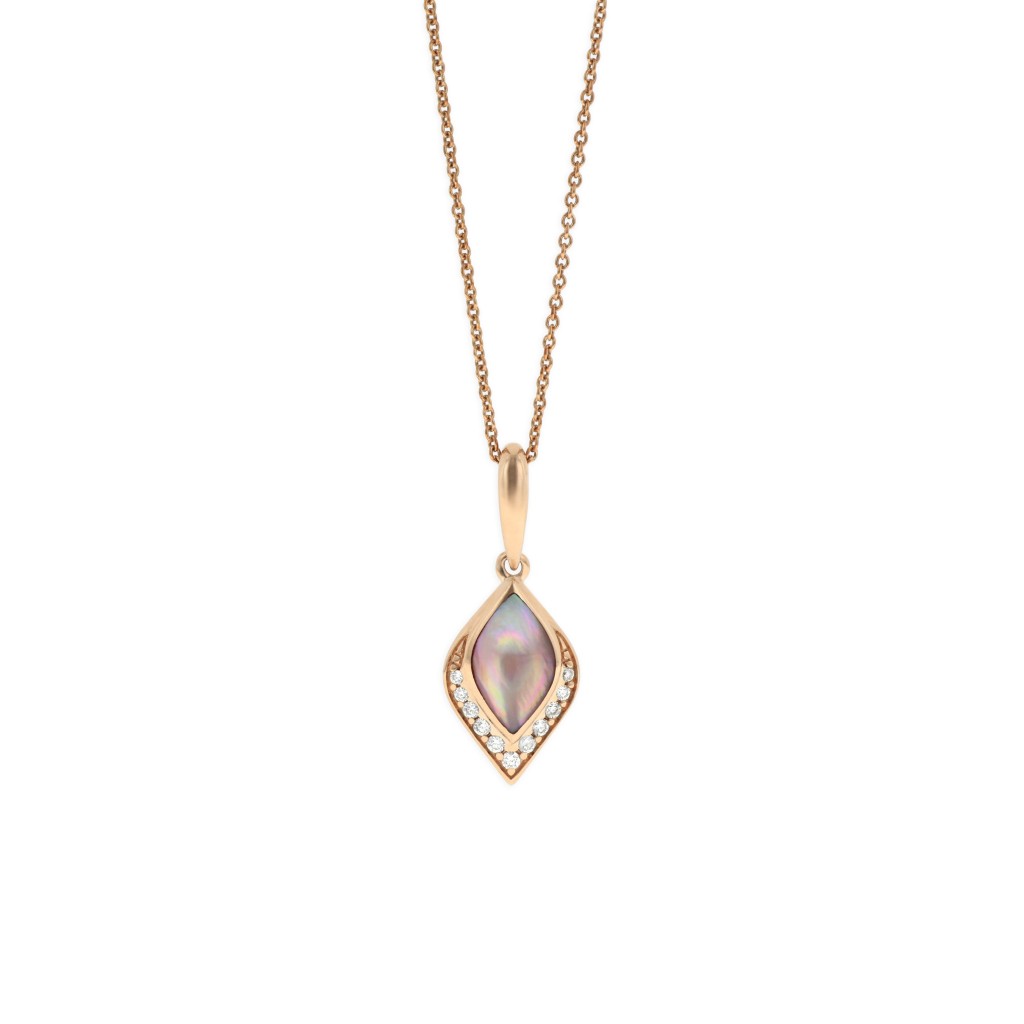 14 KT rose gold Pendant with inlay  and diamonds 1