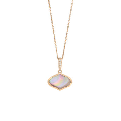 14 KT rose gold Pendant with inlay  and diamonds
