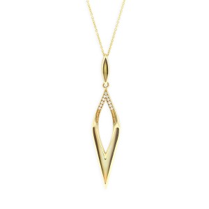 14 KT yellow gold Pendant with inlay  and diamonds