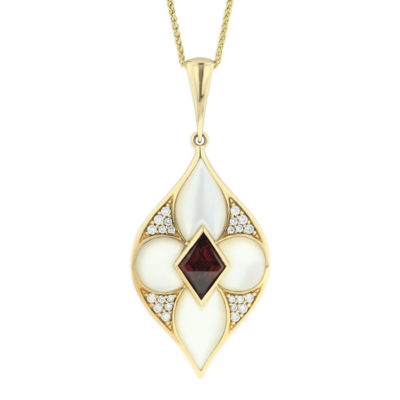 14 KT yellow gold Pendant with inlay  and diamonds