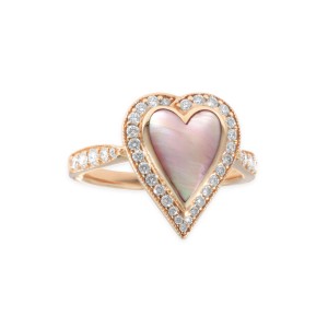 14 KT rose gold Ring with inlay  and diamonds