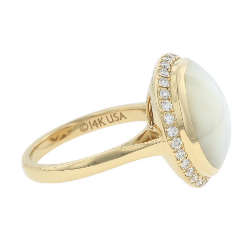 14 KT yellow gold Ring with inlay  and diamonds 3
