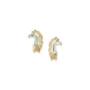 14 KT yellow gold and sterling silver earrings
