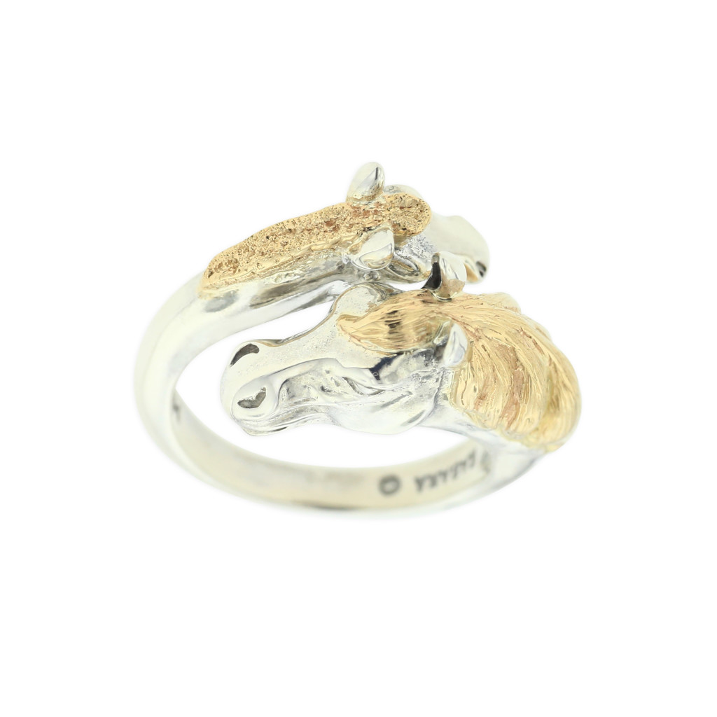 14 KT yellow gold and sterling silver ring 1