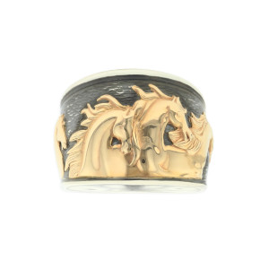 14 KT yellow gold and sterling silver ring