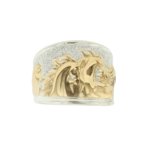 14 KT yellow gold and sterling silver ring