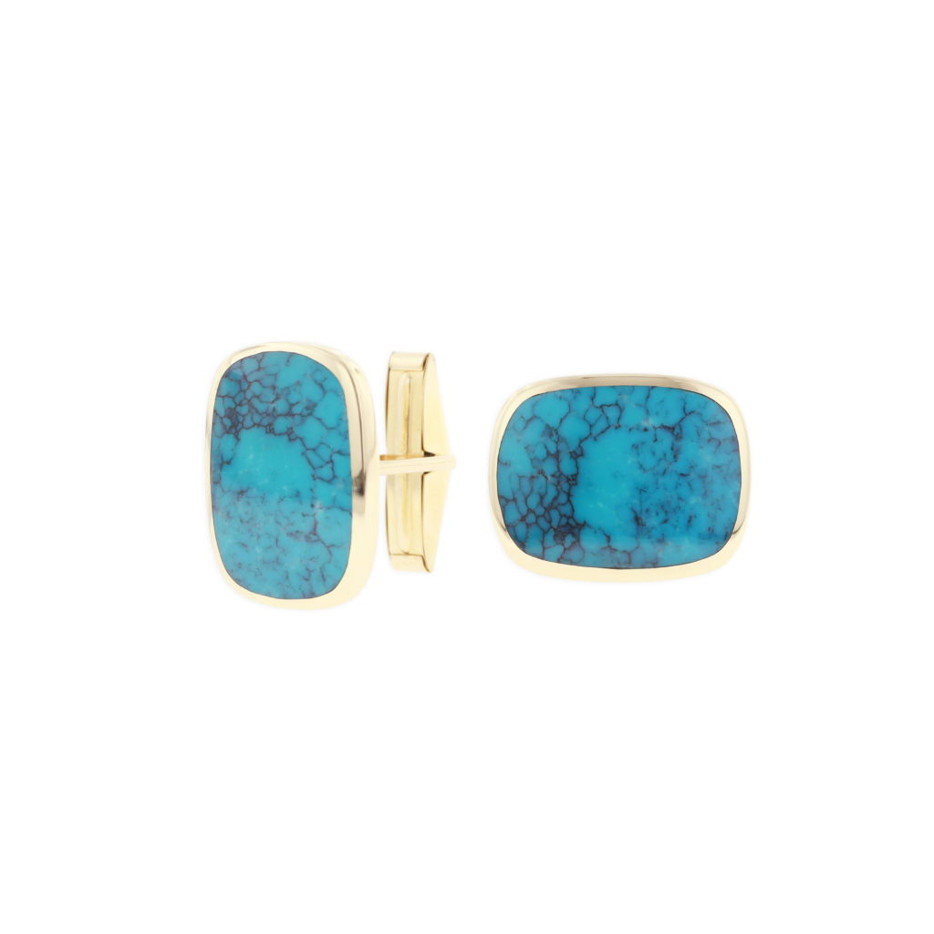 14 KT yellow gold Cufflinks with inlay 1